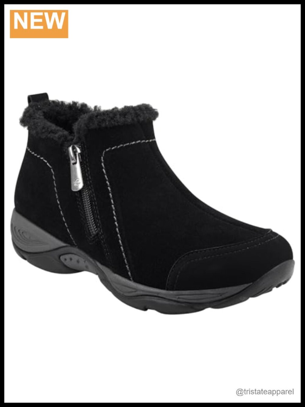 Women's Ankle Booties with Arch Support & Faux Fur Trim, Zip Closure, Orthotic